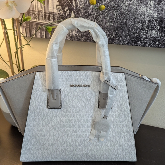 Michael Kors Avril White and Gray Satchel - Picture 1 of 5